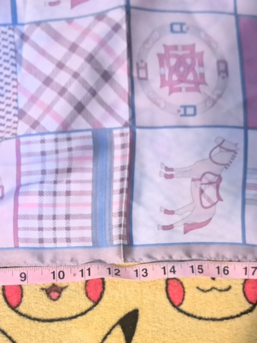 Satin Patchwork-Print Scarf in Pink and Blue
